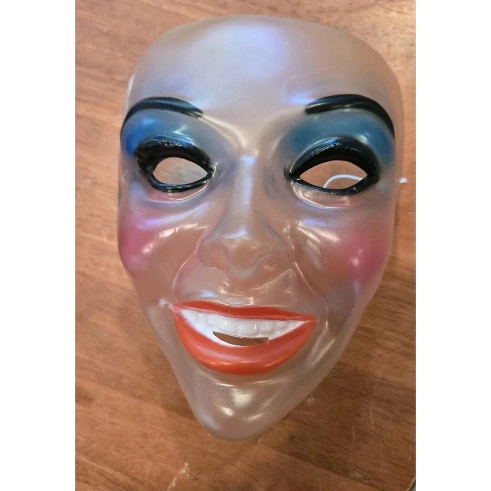 Creepy Doll Face Mask Clear Plastic Female Horror Halloween Costume Uncanny